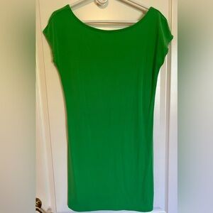 Bright Green Fitted Cap Sleeve T-Shirt Dress